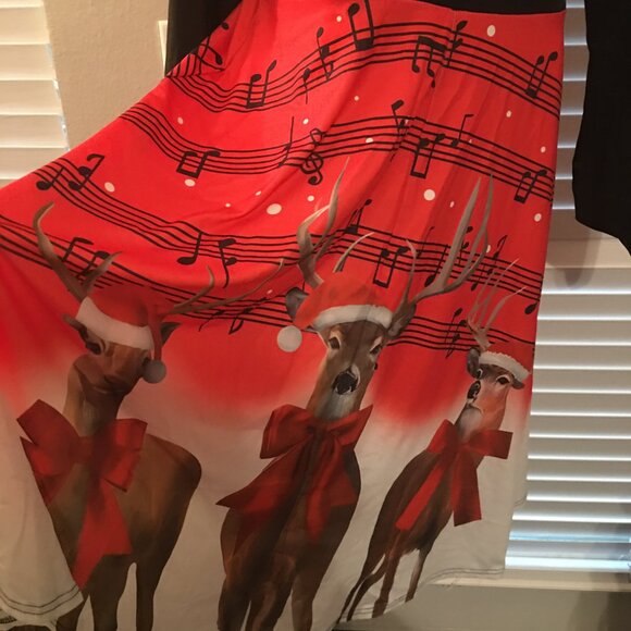 Christmas Skater Reindeer Dress - L 38 Bust 19 across Hal1 - Picture 4 of 6